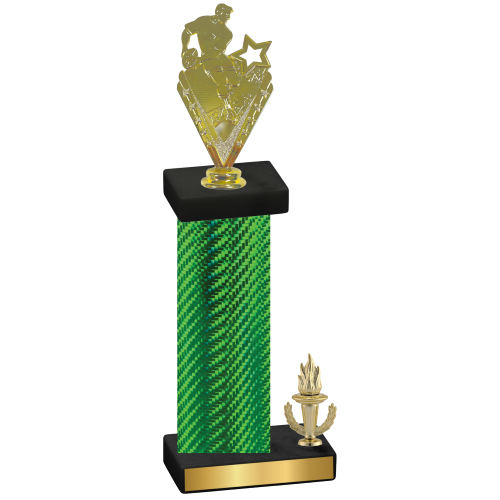 Accented Single Green Carbon Fiber Victory Rugby Trophy