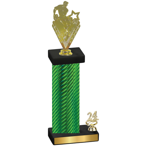 Accented Single Green Carbon Fiber Year Rugby Trophy