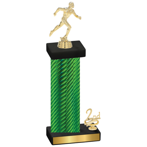 Accented Single Green Carbon Fiber Second Place Running Trophy