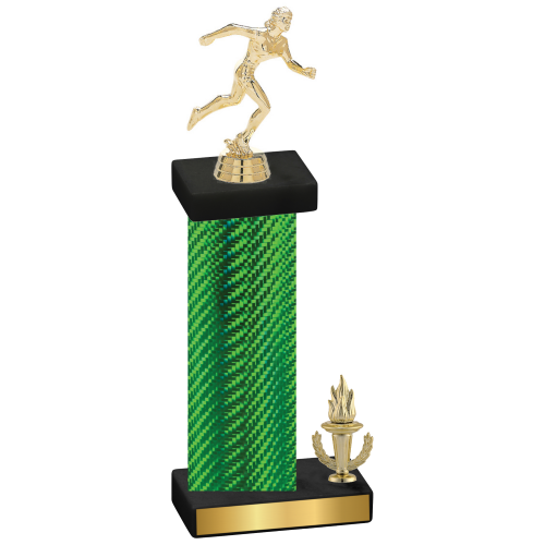 Accented Single Green Carbon Fiber Victory Running Trophy