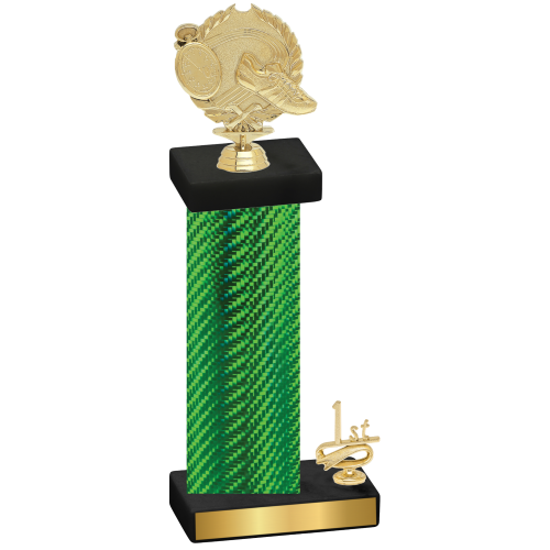 Accented Single Green Carbon Fiber First Place Running Trophy