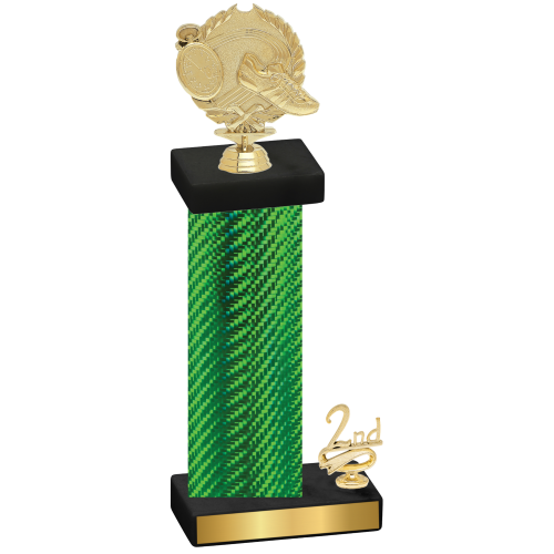 Accented Single Green Carbon Fiber Second Place Running Trophy