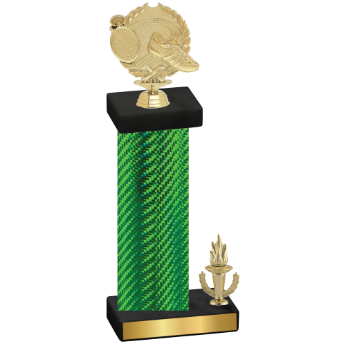 Accented Single Green Carbon Fiber Victory Running Trophy