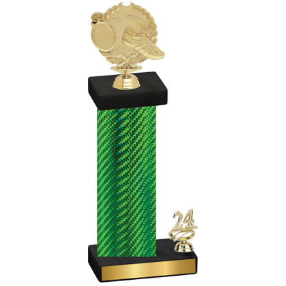 Accented Single Green Carbon Fiber Year Running Trophy