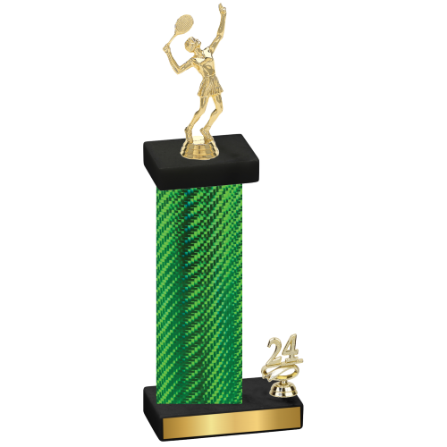 Accented Single Green Carbon Fiber Year Tennis Trophy