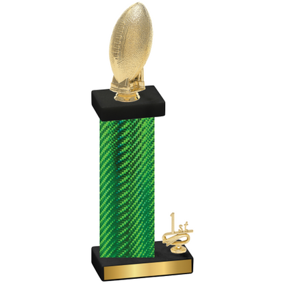 Accented Single Green Carbon Fiber First Place Football Trophy