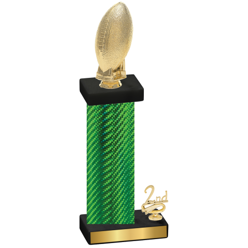 Accented Single Green Carbon Fiber Second Place Football Trophy