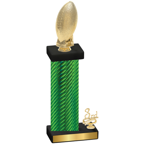 Accented Single Green Carbon Fiber Third Place Football Trophy