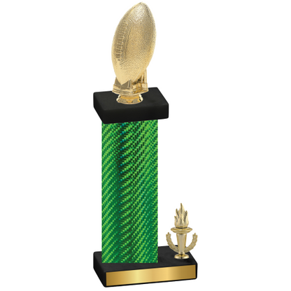 Accented Single Green Carbon Fiber Victory Football Trophy