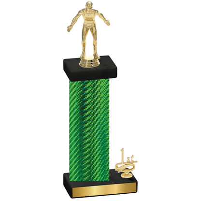 Accented Single Green Carbon Fiber First Place Wrestling Trophy