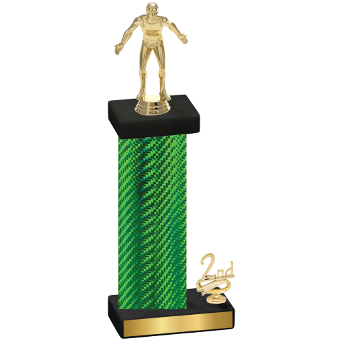 Accented Single Green Carbon Fiber Second Place Wrestling Trophy