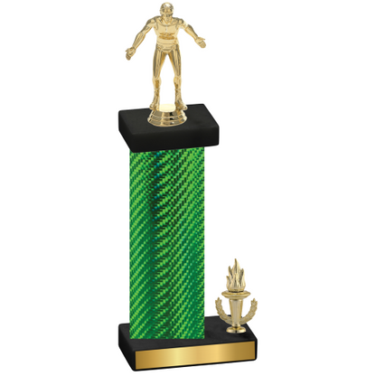 Accented Single Green Carbon Fiber Victory Wrestling Trophy