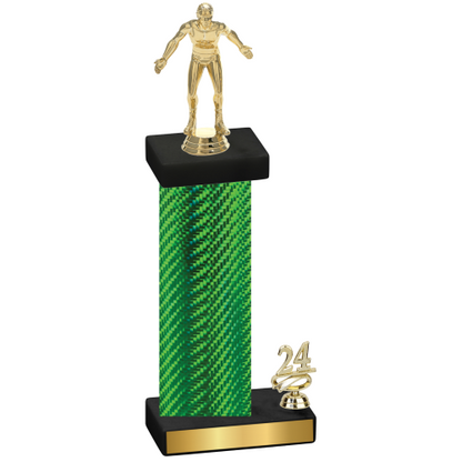 Accented Single Green Carbon Fiber Year Wrestling Trophy