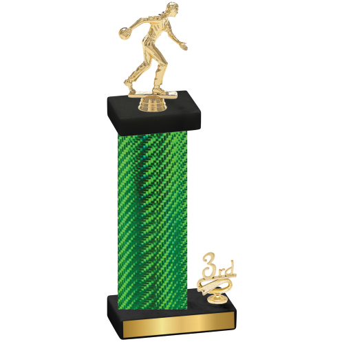 Accented Single Green Carbon Fiber Third Place Bowling Trophy