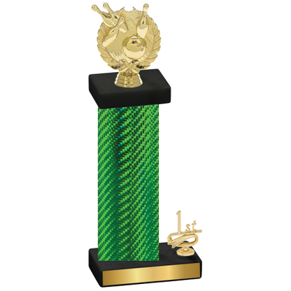 Accented Single Green Carbon Fiber First Place Bowling Trophy