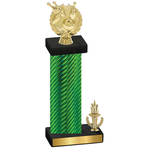 Accented Single Green Carbon Fiber Victory Bowling Trophy