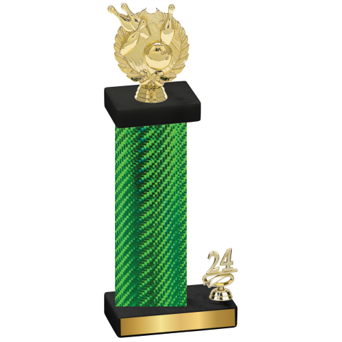 Accented Single Green Carbon Fiber Year Bowling Trophy