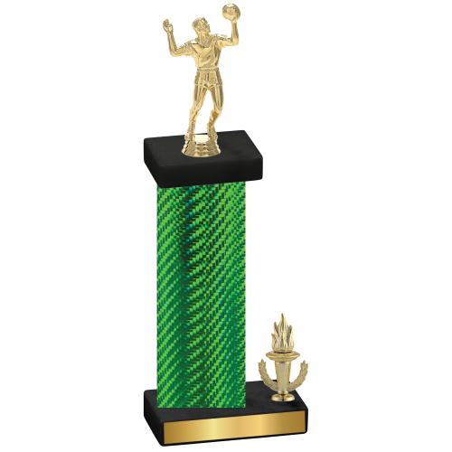 Accented Single Green Carbon Fiber Victory Volleyball Trophy