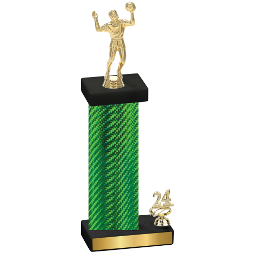 Accented Single Green Carbon Fiber Year Volleyball Trophy
