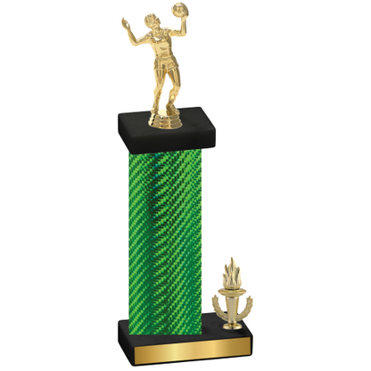 Accented Single Green Carbon Fiber Victory Volleyball Trophy