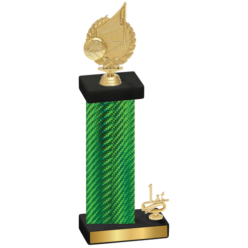 Accented Single Green Carbon Fiber First Place Volleyball Trophy