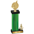 Accented Single Green Carbon Fiber Victory Volleyball Trophy