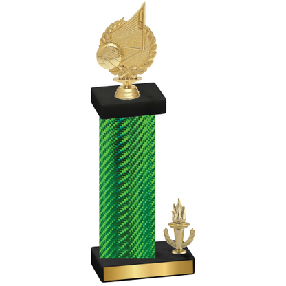 Accented Single Green Carbon Fiber Victory Volleyball Trophy