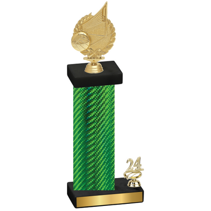 Accented Single Green Carbon Fiber Year Volleyball Trophy