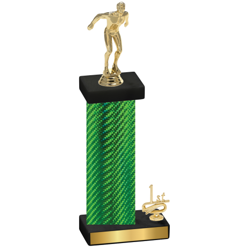 Accented Single Green Carbon Fiber First Place Swimming Trophy