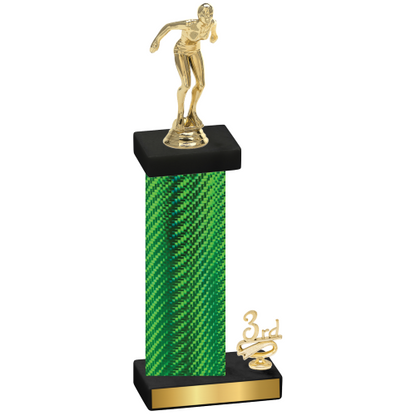 Accented Single Green Carbon Fiber Third Place Tennis Trophy