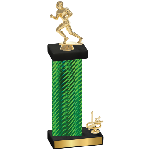 Accented Single Green Carbon Fiber First Place Football Trophy