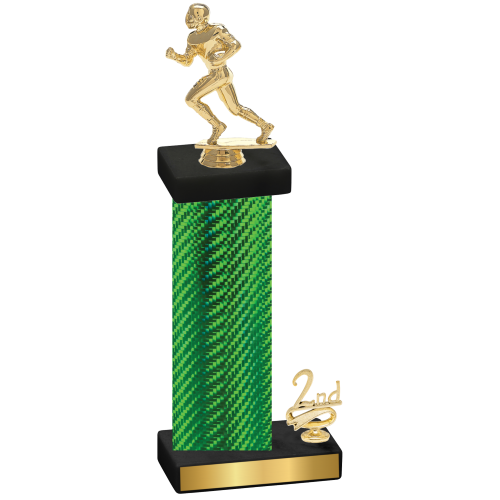 Accented Single Green Carbon Fiber Second Place Football Trophy
