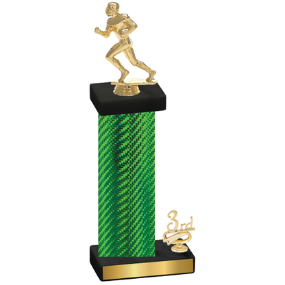 Accented Single Green Carbon Fiber Third Place Football Trophy