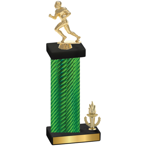 Accented Single Green Carbon Fiber Victory Football Trophy