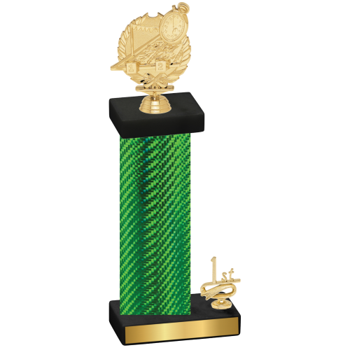 Accented Single Green Carbon Fiber First Place Swimming Trophy