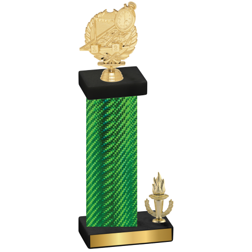 Accented Single Green Carbon Fiber Victory Swimming Trophy