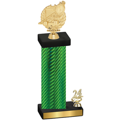 Accented Single Green Carbon Fiber Year Swimming Trophy