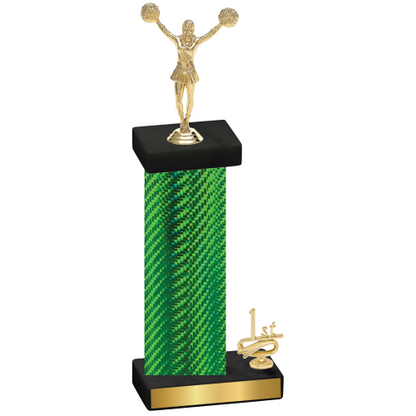 Accented Single Green Carbon Fiber First Place Cheerleading Trophy