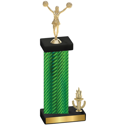 Accented Single Green Carbon Fiber Victory Cheerleading Trophy