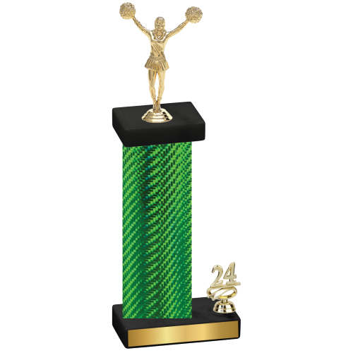 Accented Single Green Carbon Fiber Year Cheerleading Trophy