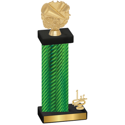 Accented Single Green Carbon Fiber First Place Cheerleading Trophy