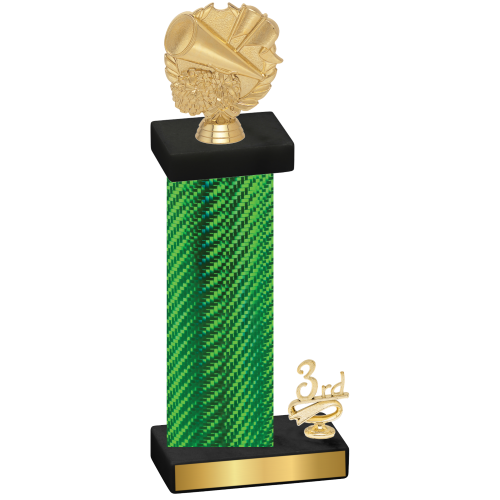 Accented Single Green Carbon Fiber Third Place Cheerleading Trophy