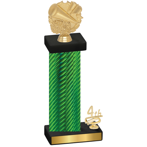 Accented Single Green Carbon Fiber Fourth Place Cheerleading Trophy