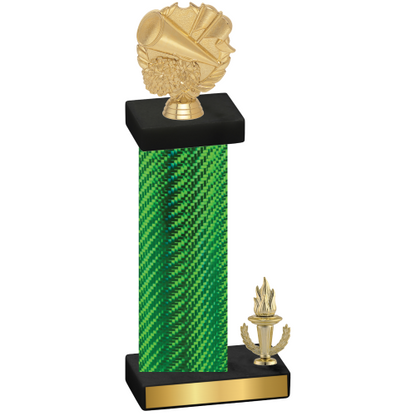 Accented Single Green Carbon Fiber Victory Cheerleading Trophy