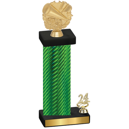 Accented Single Green Carbon Fiber Year Cheerleading Trophy