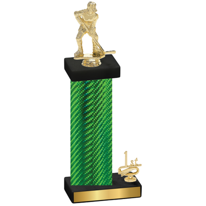 Accented Single Green Carbon Fiber First Place Hockey Trophy