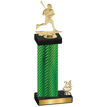 Accented Single Green Carbon Fiber Year Lacrosse Trophy