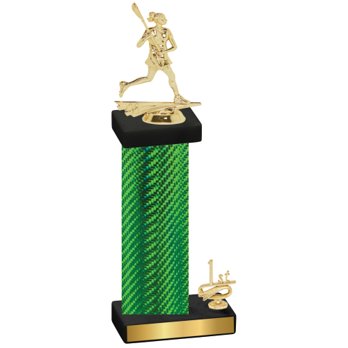 Accented Single Green Carbon Fiber First Place Lacrosse Trophy