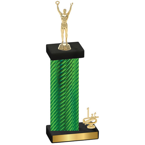 Accented Single Green Carbon Fiber First Place Victory Trophy