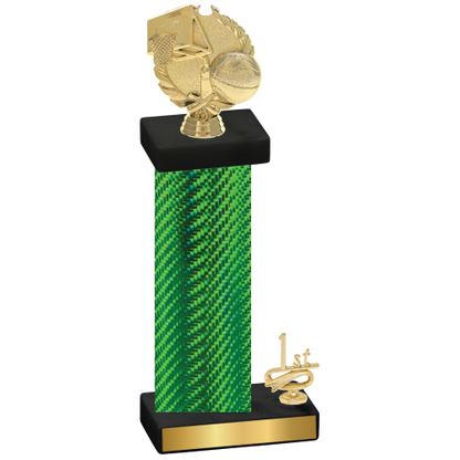 Accented Single Green Carbon Fiber First Place Basketball Trophy